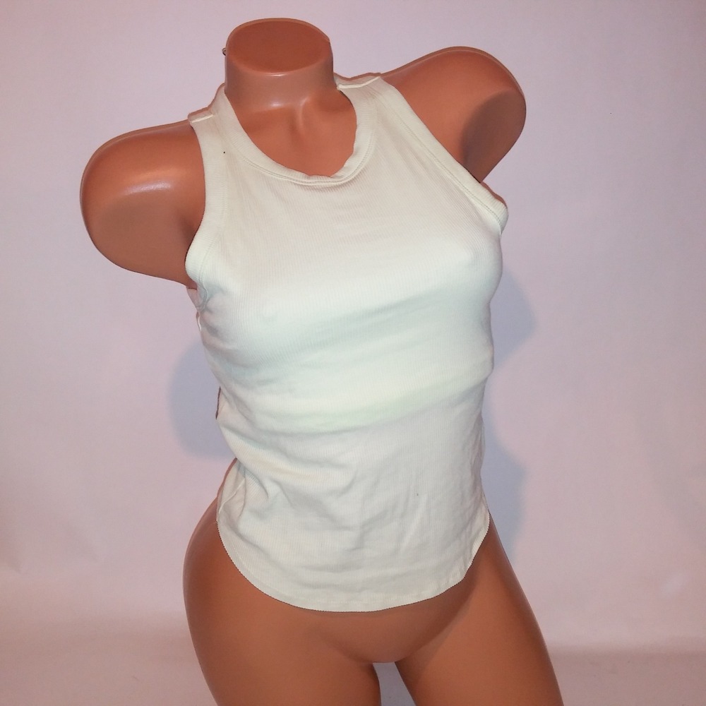 Victoria Secret PINK Tank Top Crop Medium Ribbed Solid Shelf Bra Sleeveless New